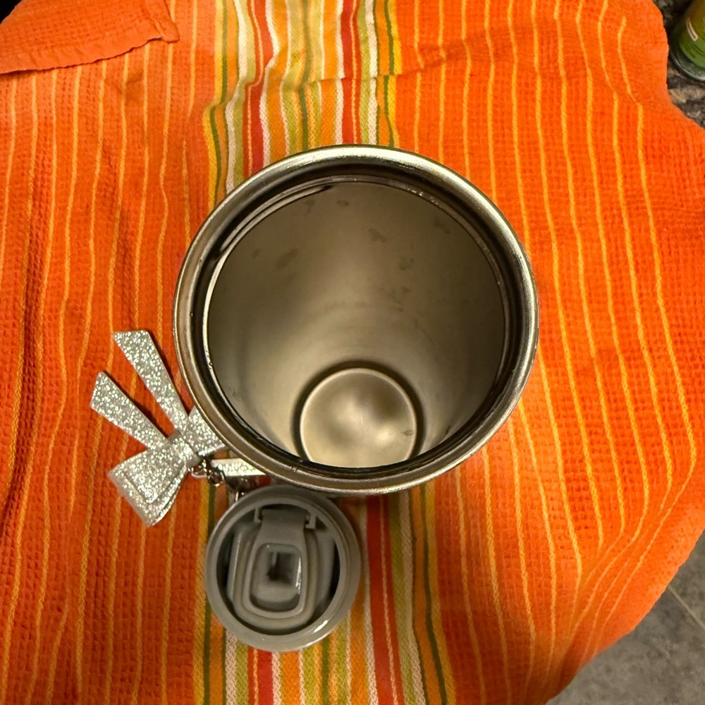 Starbucks Metallic Silver Glitter Bow Charm Insulated Tumbler Limited Edition - Picture 7 of 7